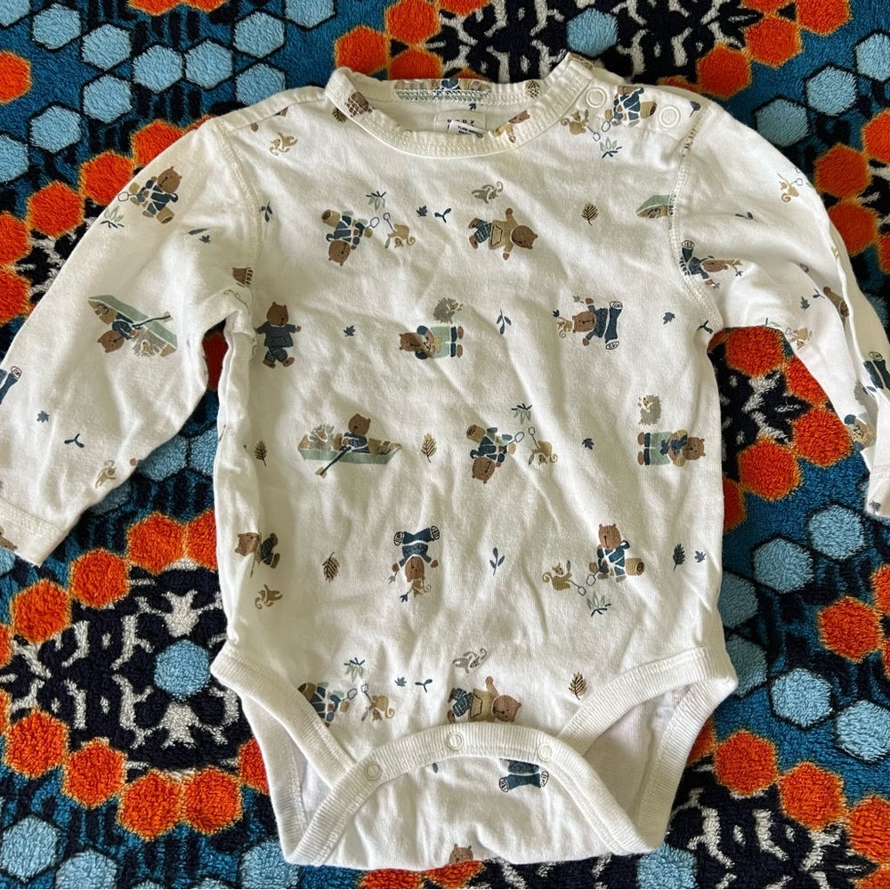 Gap Baby Boy Cotton Long Sleeve Bears onesie